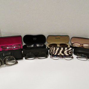 Mixed Lot of 8 Eyeglasses & Cases Various Brands Guess Banana Republic Sferoflex